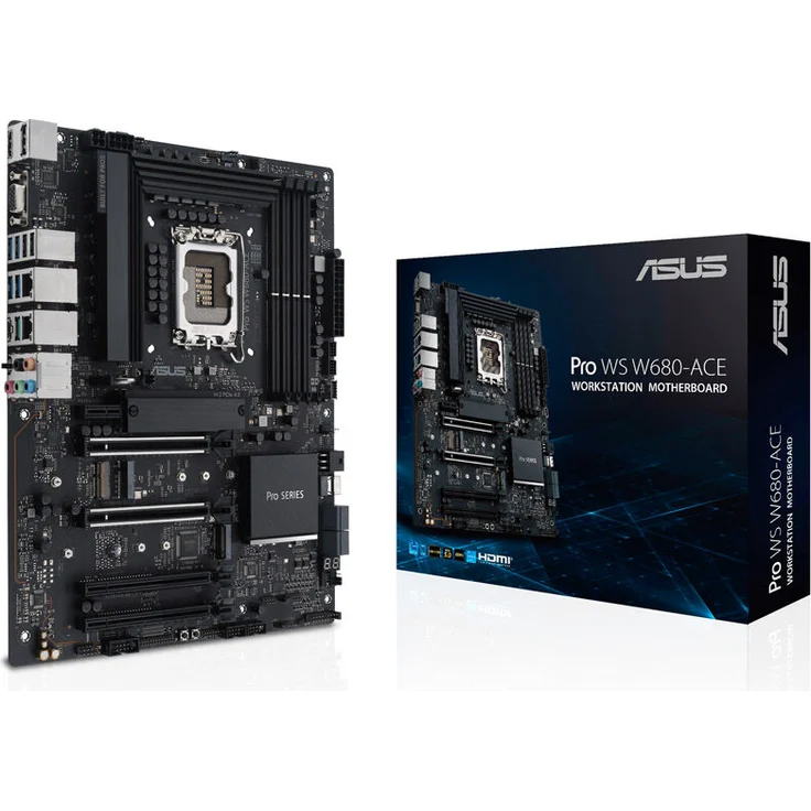 ASUS PRO WS W680-ACE, Intel W680 Mainboard, Sockel 1700, DDR5, ATX, schwarz – Bild 1