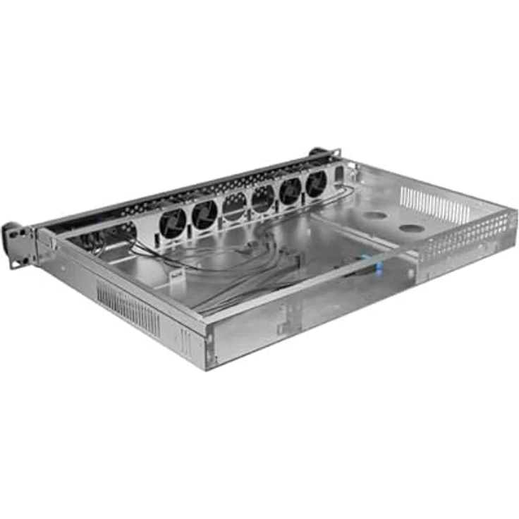 Lanberg SC01-3001-10B, 19" Rackmount Server Gehäuse für Mini-ITX mit 1U, 4x 40-mm-Lüfter, verzinkter Stahl, schwarz – Bild 3