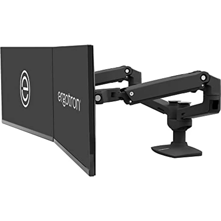 ERGOTRON LX Dual Monitor Arm in Schwarz - Monitor Tischhalterung mit patentierter CF-Technologie für 2 Bildschirme nebeneinander bis 27 Zoll und 33cm Höhenverstellung – Bild 1