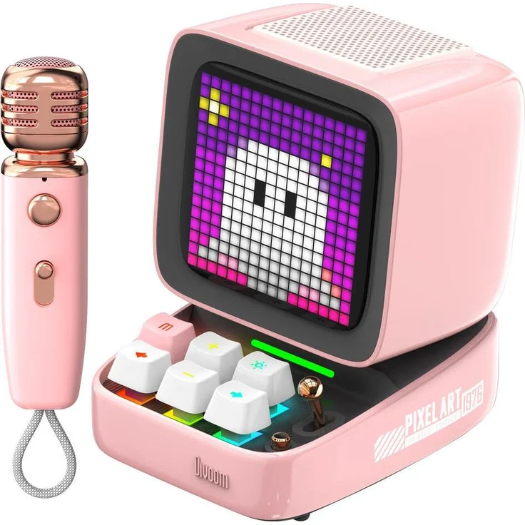 Divoom Lautsprecher DitooMic - pink, Bluetooth-Lautsprecher mit Pixelkunst-Kreation