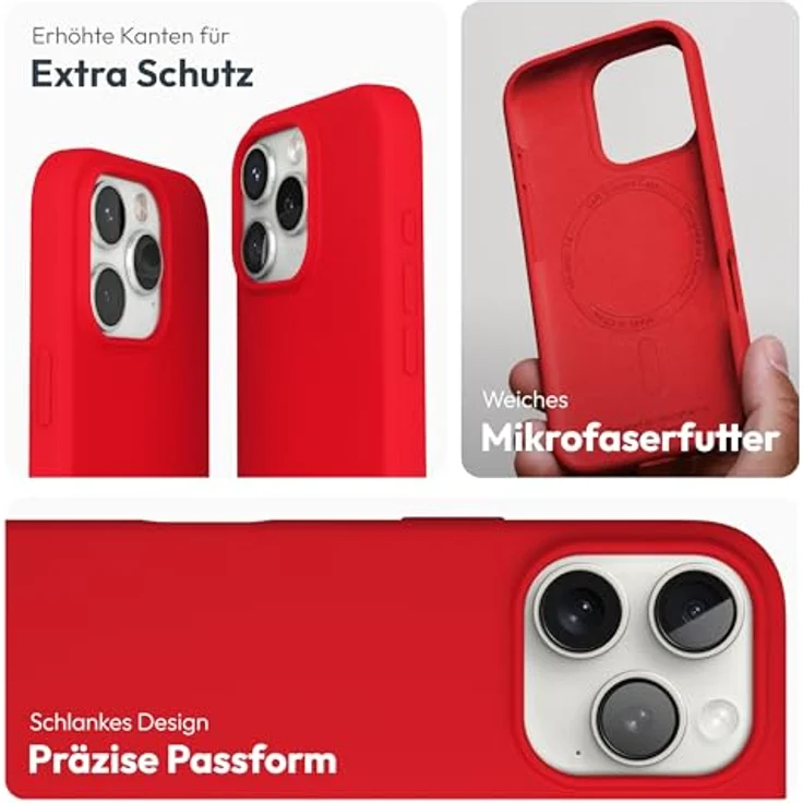 Vonmählen Soft Silicone Case für Apple iPhone 16 Pro, Smartphone Hülle aus recycelten Rohstoffen, Rot – Bild 3