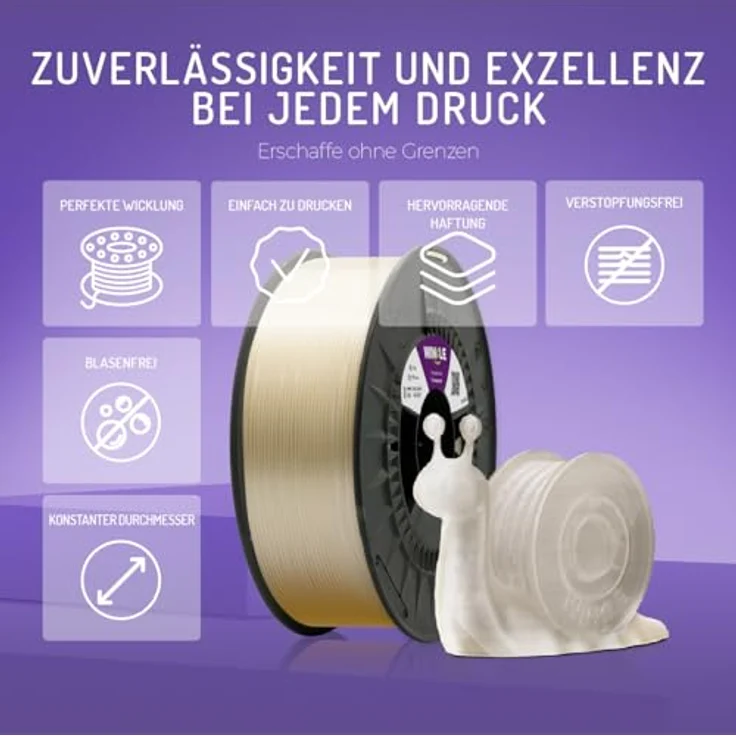 WINKLE PLA HD Filament 1.75mm Transparent, 1kg Spule, Bioabbaubar, Kompatibel mit FDM Druckern, Maßgenauigkeit +/- 0.05mm – Bild 4