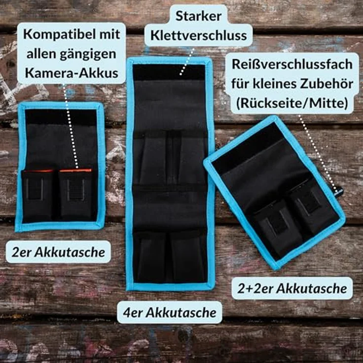 LENS-AID Akku Tasche für 2 Kamera-Akkus, Kompakt und stabil, Aufbewahrung für Batterien und Speicherkarten, kompatibel mit Canon, Sony, Fuji, GoPro, DJI Mini u.v.m. – Bild 3