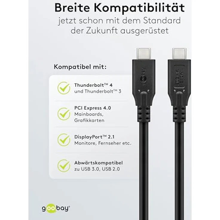 Goobay 74186 USB-Kabel USB4 Gen 2x2, 0,5 m, USB C, schwarz, 240 W, 20 Gbit/s, 4K @ 60 Hz – Bild 5