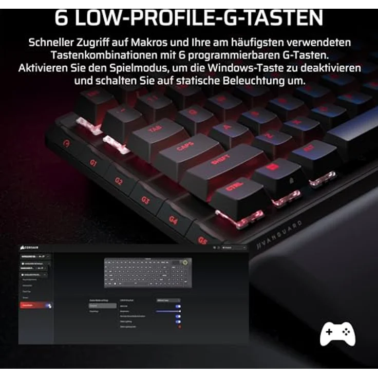 Corsair Vanguard PRO 96 Gaming-Tastatur, MGX Hall-Schalter, 8.000 Hz, Rapid Trigger, LCD, RGB, 96 % Layout – Bild 10