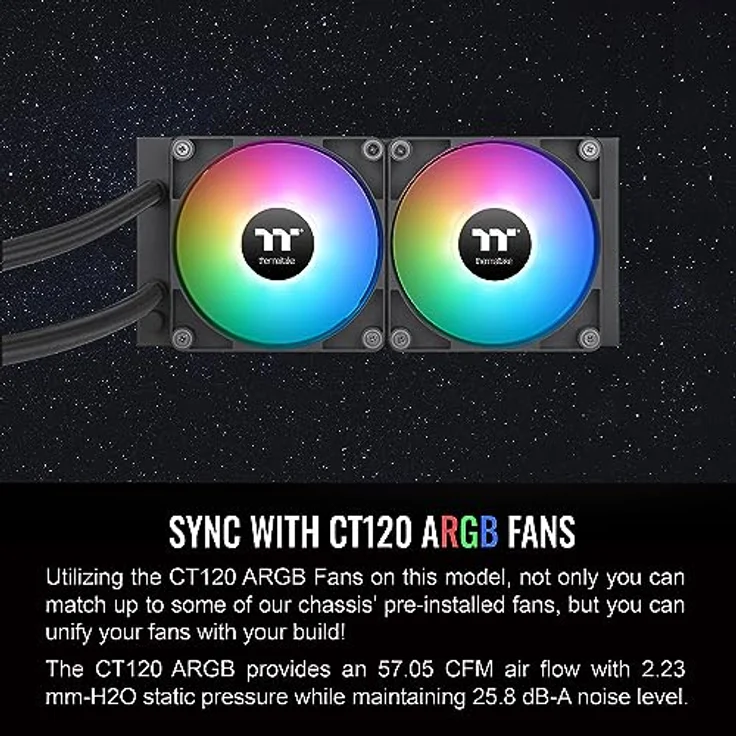 Thermaltake WAK TH240 "Snow" ARGB Sync V2, All-in-One Wasserkühler mit Dual-Lüfter und RGB-Beleuchtung, Schwarz – Bild 5