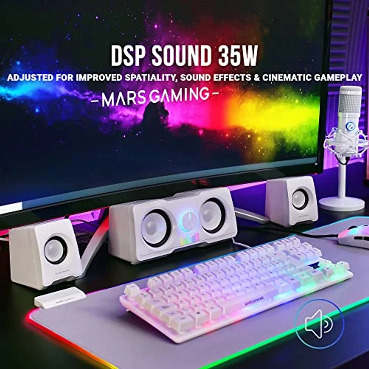 Mars Gaming MSCUBEW, Kompakte RGB Gaming-Lautsprecher mit 35W DSP Sound – Bild 3