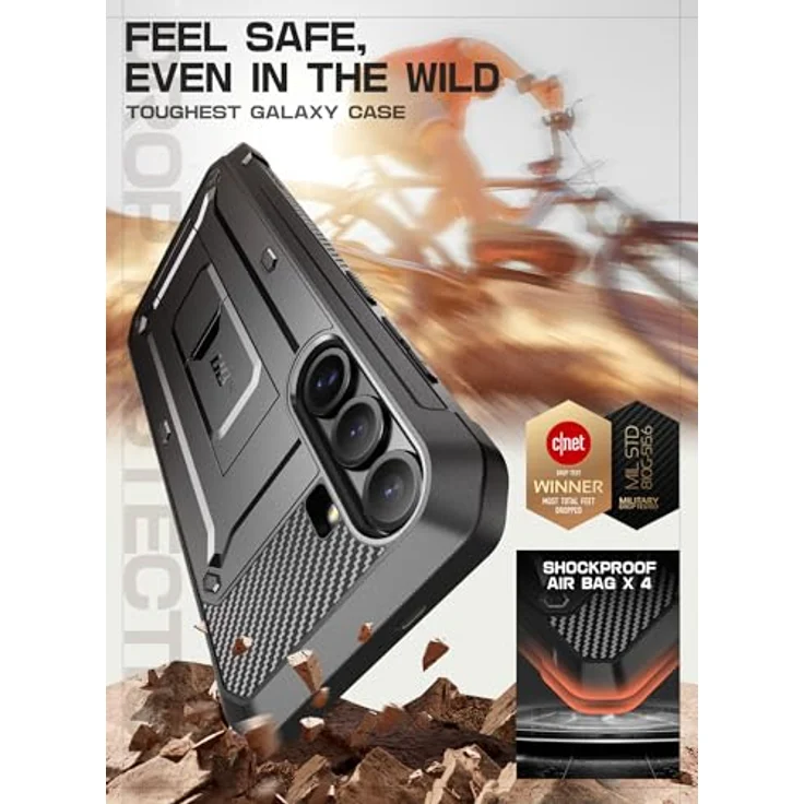 Supcase Galaxy S25 FE, Smartphone Hülle mit Gürtelclip, Schutzglas und stossfestem Design, Schwarz – Bild 3