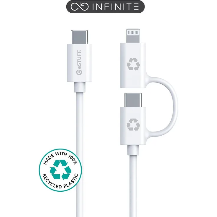 eSTUFF ES600170, 1 m USB C zu Lightning Kabel, USB 2.0, Weiß, kompatibel mit Apple Geräten