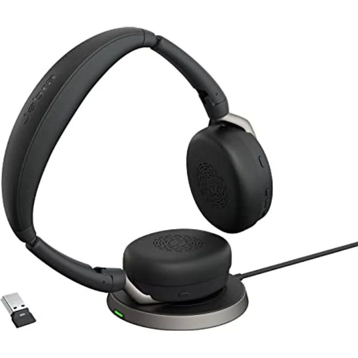 Jabra Evolve2 65 Flex - Schnurloses Stereo-Bluetooth-Headset mit geräuschunterdrückender Jabra ClearVoice Technologie und hybrider ANC - mit führenden UC-Plattformen kompatibel - Schwarz – Bild 1