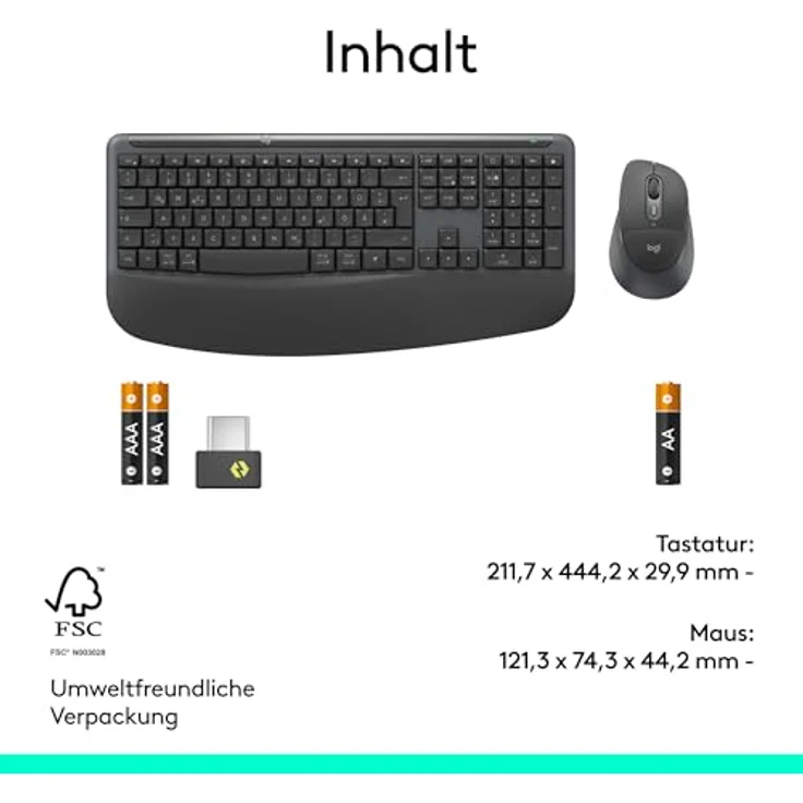 Logitech Signature Comfort Plus Combo MK880, kabelloses Tastatur-Maus-Set mit ergonomischer Handballenauflage – Bild 14