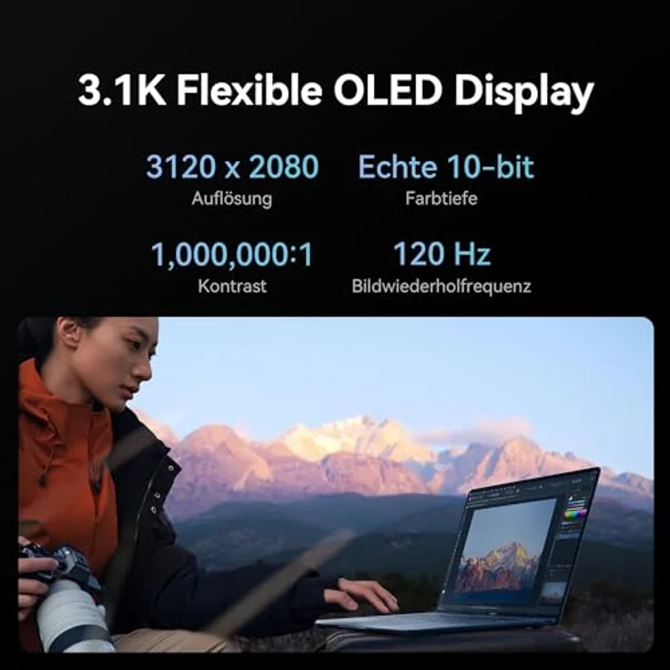 Huawei MateBook X Pro Core Ultra, 980 g Ultraleicht hautberuhigende Metallgehäuse, Intel Core Ultra 7 Prozessor, 14,2 Zoll OLED Real Colour Display, 16GB + 1TB, Schwarz – Bild 3