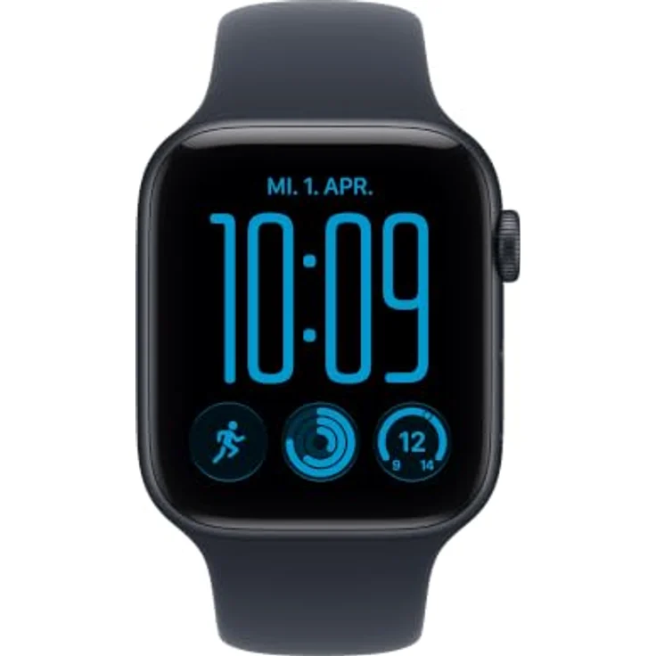 Apple Watch SE 3, 44mm Mitternacht Aluminium Case, leistungsstarker S10 Dual-Core Prozessor, schwimmfest, Navyblau Sport Band S/M – Bild 2