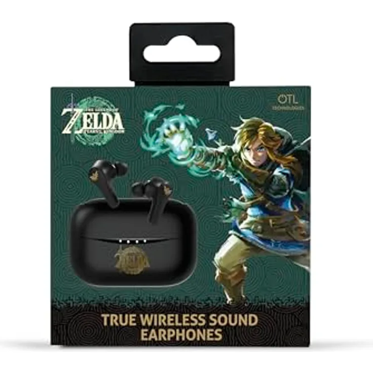 OTL TWS the Legend of Zelda: Tears of the Kingdom, Bluetooth Kopfhörer mit 6 Stunden Spielzeit, Schwarz