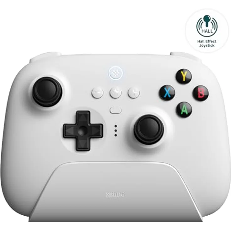 8Bitdo Ultimate 2.4G Wireless Controller, Hall Effect Joystick Update, Gaming Controller with Charging Dock for PC, Android, Steam Deck & Apple (White)