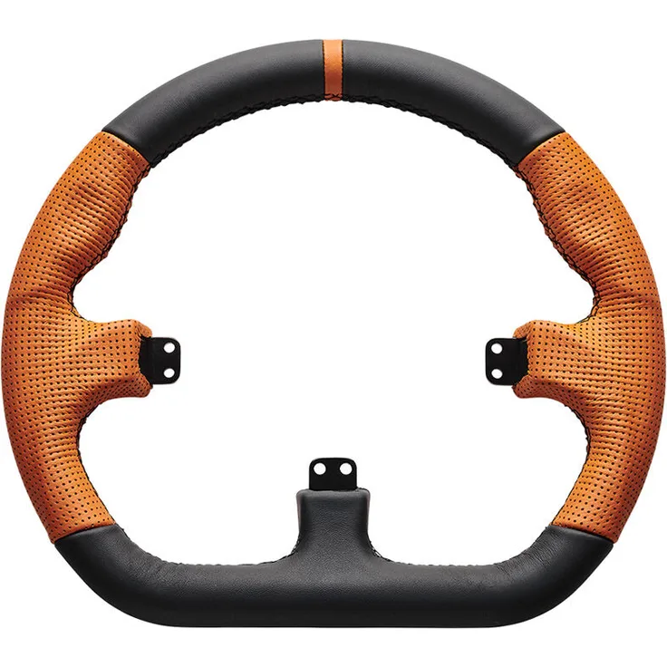 Asetek SimSports GT Rim - Closed D, Racing-Lenkrad aus Aluminium und Leder, orange, kompatibel mit La Prima und Forte Button Box