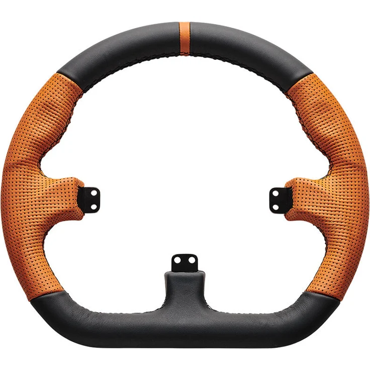 Asetek SimSports GT Rim - Closed D, Racing-Lenkrad aus Aluminium und Leder, orange, kompatibel mit La Prima und Forte Button Box