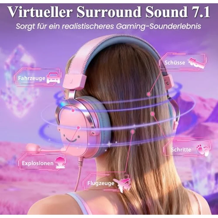 FIFINE Gaming Headset FH-501, Over Ear Kopfhörer mit Mikrofon, 7.1 Surround Sound, RGB, für PC, PS4, PS5, Xbox und Switch, mit Ohrpolstern und 3,5-mm/USB-Anschluss – Bild 2
