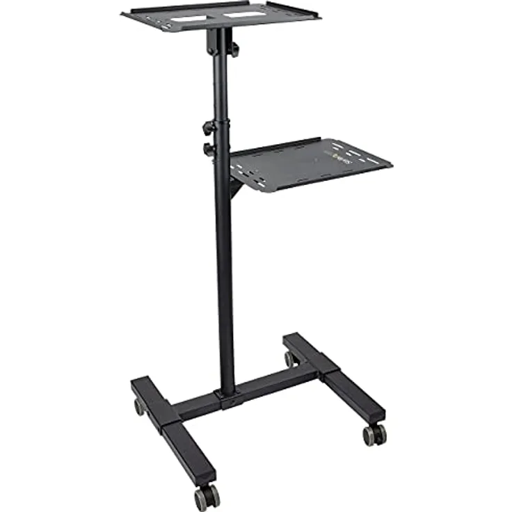 StarTech.com Mobiler Projektor- und Laptopständer/-Wagen - Heavy Duty (2 Regale, jeweils 10 kg) - Höhenverstellbarer rollender Präsentationswagen mit Feststellfunktion (ADJPROJCART)