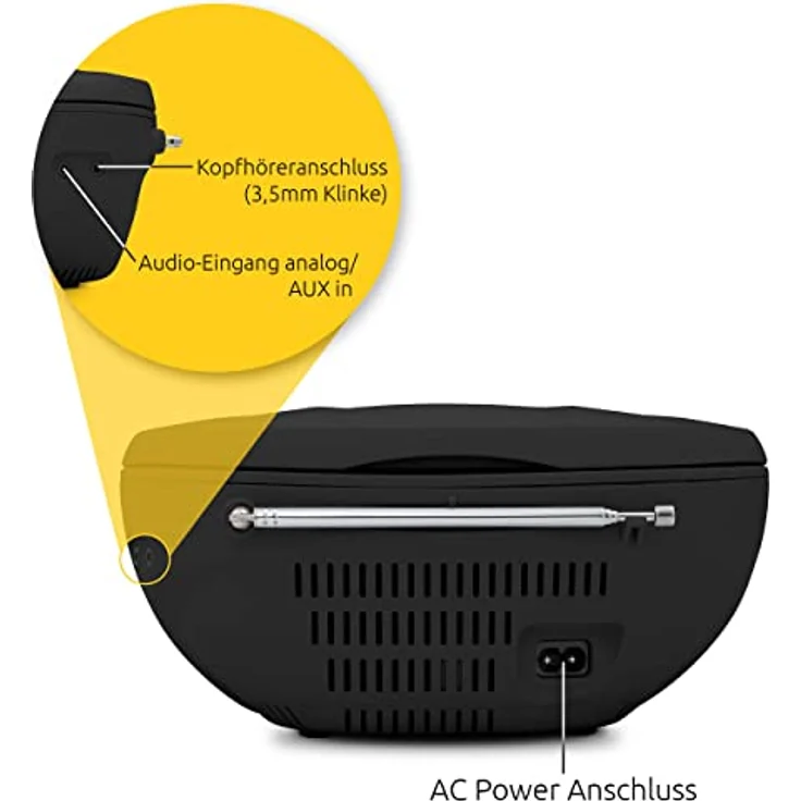 TechniSat Viola CD-1 - tragbarer Stereo CD-Player, Boombox mit Tragegriff, UKW, Bluetooth, 2 x 1 Watt – Bild 8