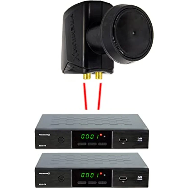PremiumX SAT Anlage, 80cm Aluminium Antenne in Anthrazit mit Twin LNB und 4x F-Stecker – Bild 5