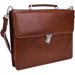 Leonhard Heyden Cambridge Aktentasche aus 100% Leder, 38 cm mit Laptopfach, braun