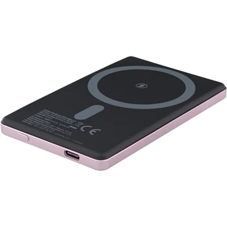 Qualo Power Bank Mini, Kabellos, Ultra slim, 5.000mAh, 15W, Pink, Magnetisches Laden für iPhone 16/15/14/12 – Bild 4
