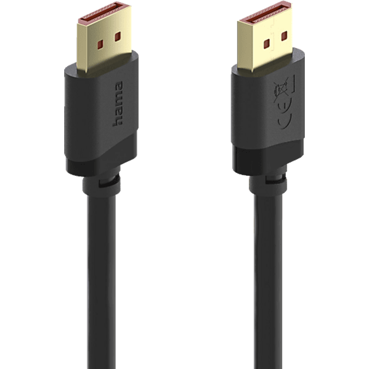 HAMA 202010 DisplayPort-Kabel, Schwarz, 8K Ultra-HD, 40 Gbit/s, doppelte Abschirmung, optimierter Knickschutz