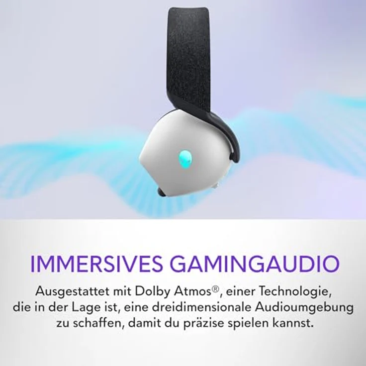 Alienware AW725H Tri-Mode Wireless Gaming Headset – Dolby Atmos, KI-Geräuschunterdrückung, 55 Stunden Akkulaufzeit, Lunar Light, RGB-Beleuchtung – Bild 4