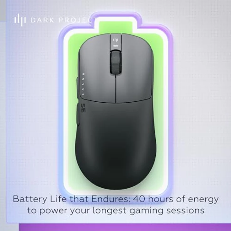 DARK Project Novus SE Gaming Funkmaus – PAW3395 Sensor, 26.000 DPI, 6 Tasten, Huano Switches, USB Nano-Empfänger – Bild 9
