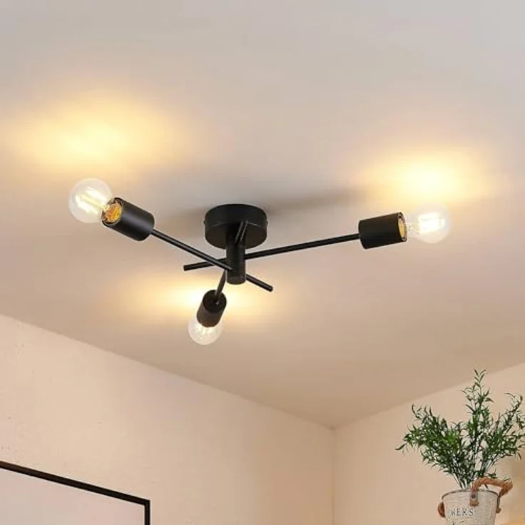 Lindby Deckenlampe Cerros (Modern) in Schwarz aus Metall (3 flammig, E27) - Wohnzimmerleuchte – Bild 2