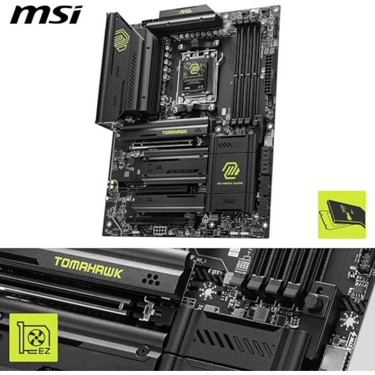 MSI MAG X870 Tomahawk WiFi Mainboard, ATX - Unterstützt AMD Ryzen 9000/8000/7000 Prozessoren, DDR5 Memory Boost 8400+MT/s (OC), PCIe 5.0 x16 & 4.0 x16, M.2 Gen5, Wi-Fi 7, 5G LAN – Bild 3