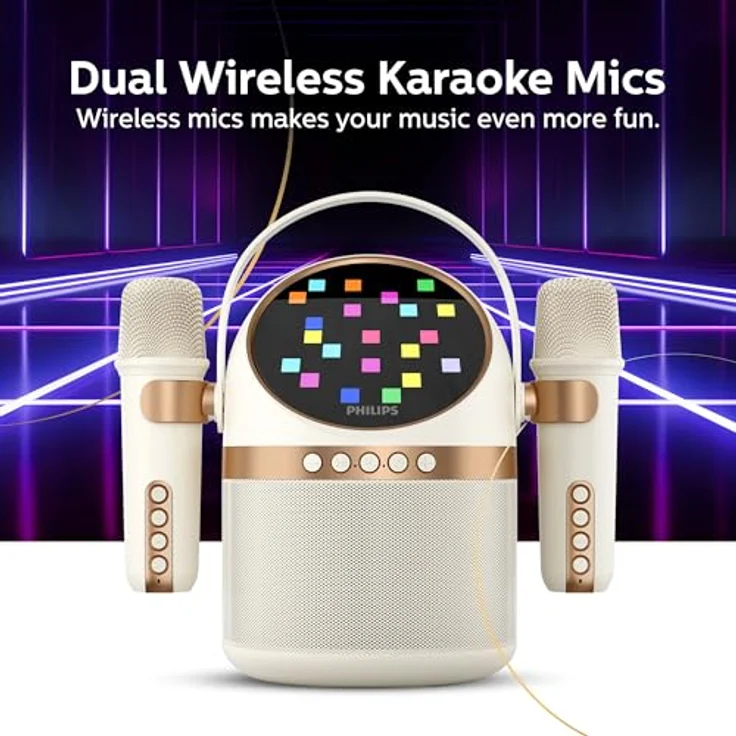 Philips TAS2509WT/00 Tragbarer Karaoke Speaker, Bluetooth Lautsprecher mit Dual Mic, 10 Watt, Weiss – Bild 5