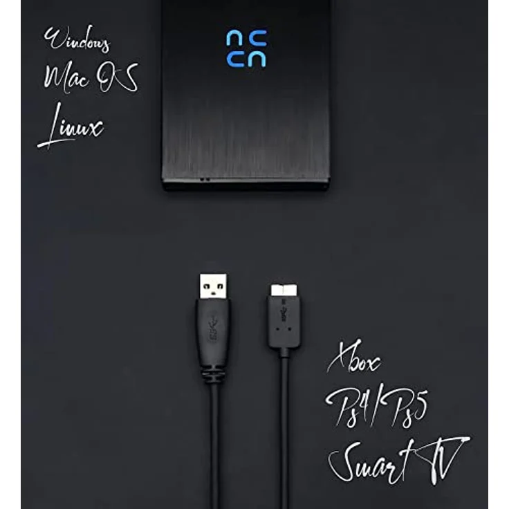 HURRICANE GD25612 Externe Festplatte 2TB 2,5" USB 3.0 tragbare HDD in Aluminium für Datenübertragung bis zu 5 Gbit/s – Bild 2
