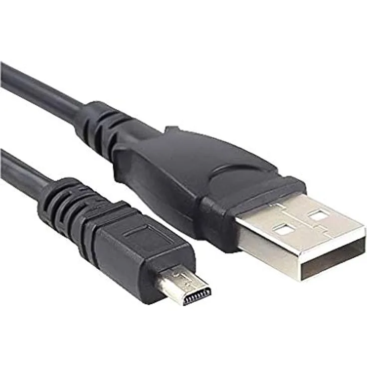 PremiumCord USB - Mini USB Panasonic Verbindungskabel 2m, USB A Stecker auf Mini B Stecker Sanyo, Panasonic Lumix, Fuji, Nikon, USB 2.0 High Speed Datenkabel, 8Pins, Farbe schwarz, Länge 2m