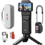 SJCAM C400 Actionkamera 4K, 7 Stunden Akkulaufzeit, 6-Achsen-Stabilisierung, dualer Touchscreen, 30m wasserdicht, Schwarz, inkl. 64GB Karte