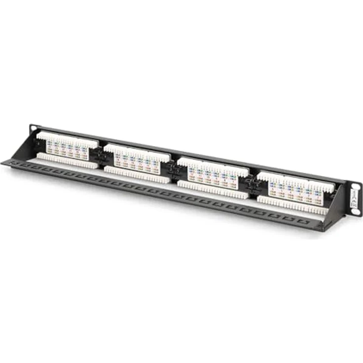 DIGITUS 19 Zoll Patchpanel CAT 6, 24-Port RJ45 ungeschirmt, Rack-Montage 1 HE, schwarz, für bis zu 1GBase-T und PoE – Bild 2