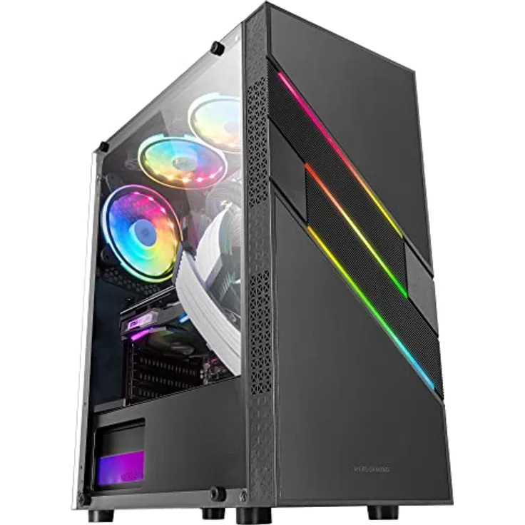 Mars Gaming MC-U3 Schwarz, PC ATX XL Gehäuse, Front Triple ARGB, 12cm Lüfter, Gehärtetes Glasfenster, MCU3
