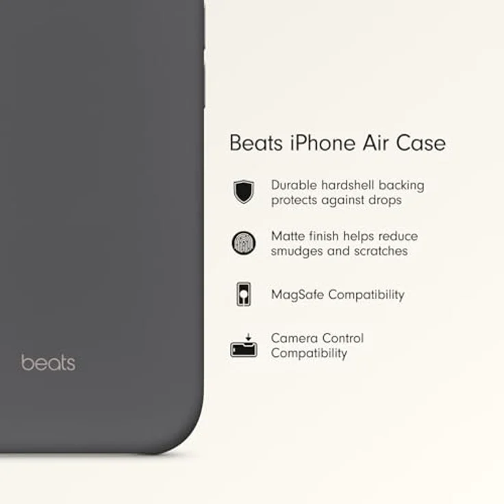 Beats iPhone Air Case mit MagSafe und Kamerasteuerung, Matte Außenseite, Innenfutter aus Mikrofaser – Granitgrau – Bild 2