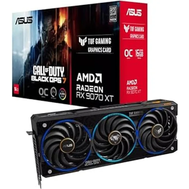 ASUS TUF Gaming Radeon RX 9070 XT COD BO7 Special Edition, 16 GB GDDR6, Triple-Fan-Kühlerdesign, 2.540 / 3.080 MHz Game-/Boost-Takt