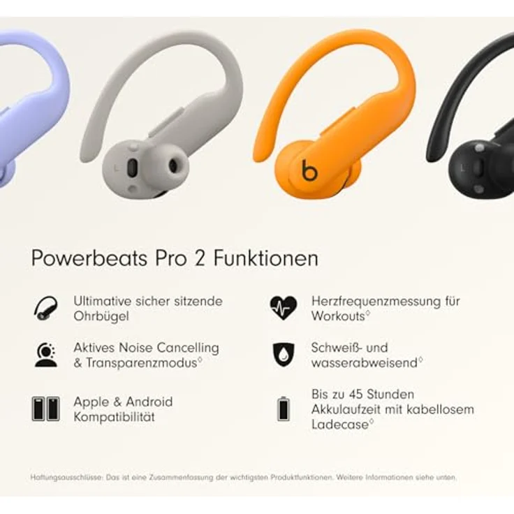 Beats Powerbeats Pro 2 Earbuds – Electric Orange, kabellos, ANC, IPX4, 45h Akku, Bluetooth, Mikrofon, Sport-Kopfhörer – Bild 3