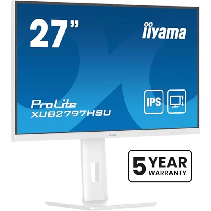 iiyama Prolite XUB2797HSU-W2 27" IPS LED-Monitor Full-HD 100Hz HDMI DP USB3.2 Höhenverstellung Pivot Adaptive Sync weiß – Bild 2