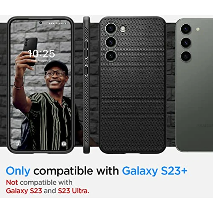 Spigen Liquid Air Hülle Kompatibel mit Samsung Galaxy S23 Plus 5G -Schwarz Gemustertes TPU, Air Cushion Technologie, Spider Web Design, Schutzrand für Display und Kamera – Bild 2