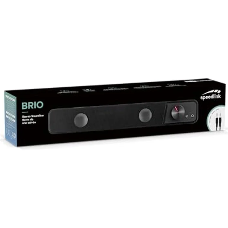 Speedlink BRIO Stereo Soundbar – Computer-Soundbar, exzellente Audioqualität, 12 Watt, 2x 3,5mm-Klinkenstecker Anschluss, USB A Stecker, Lautstärkeregler, Kopfhörer- & Mikrofonbuchse, schwarz – Bild 3