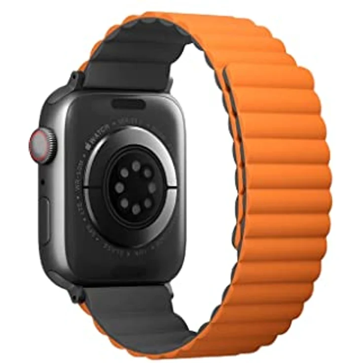 Uniq Revix Uhrenarmband für Apple Watch Series 1-8/SE/Ultra, Reversible Magnetic, Silikon, Orange, 42/44/45/49mm – Bild 3