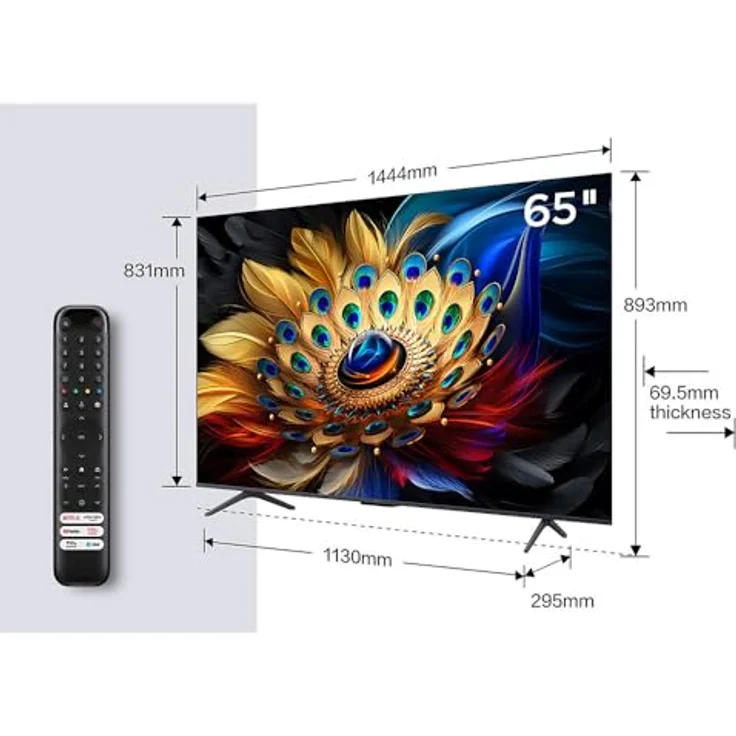 TCL 65C655 QLED Pro 4K TV, 120Hz Gaming, Dolby Vision, Google TV, Dolby Atmos Sound, rahmenloses Design – Bild 2