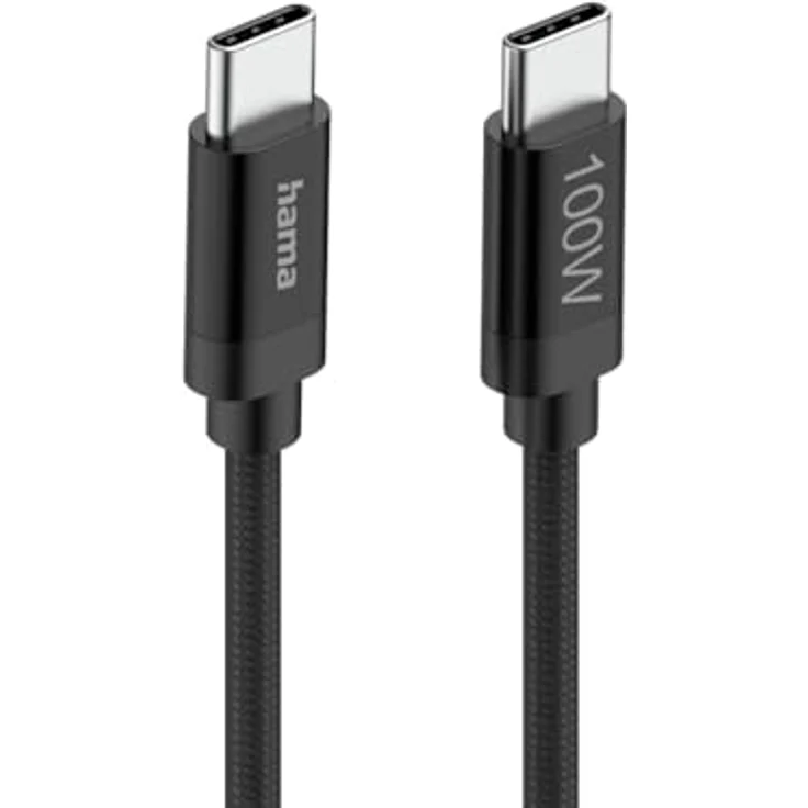 Hama Fabric USB-C Kabel, 0,48 Gbit/s, 100W, 1,5 m, Schwarz – Bild 7