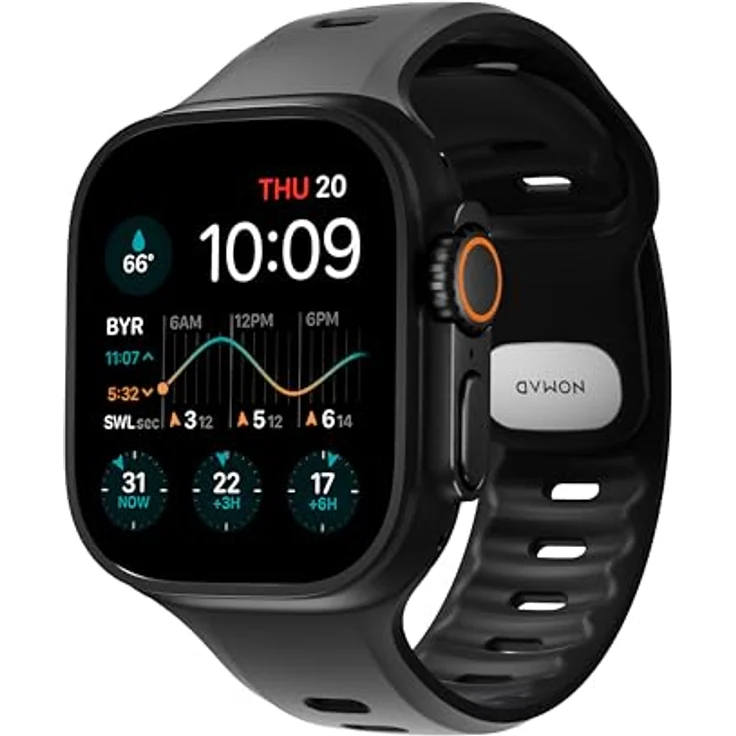 NOMAD Tempo Band für Apple Watch 49mm, wasserfestes und schlankes Sportarmband, Schwarz – Bild 1