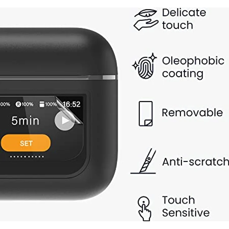 kwmobile 3X transparente Schutzfolie für JBL Tour Pro 2 - klare TPU Folie für Kopfhörer Display – Bild 3