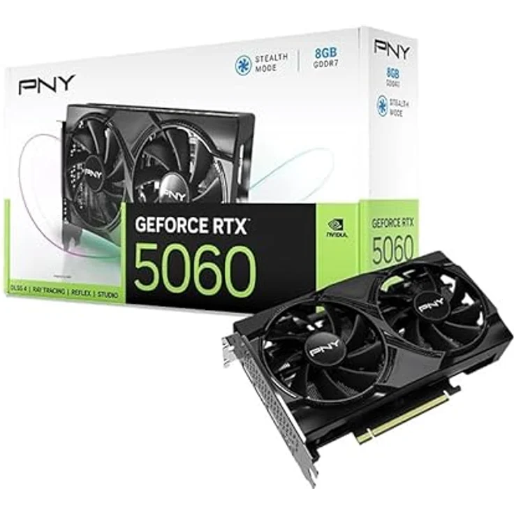 PNY GeForce RTX 5060, 8GB GDDR7 Gaming-Grafikkarte mit DLSS 4-Technologie, Dual-Lüfter-Kühlsystem und 128-Bit-Speicherschnittstelle – Bild 1
